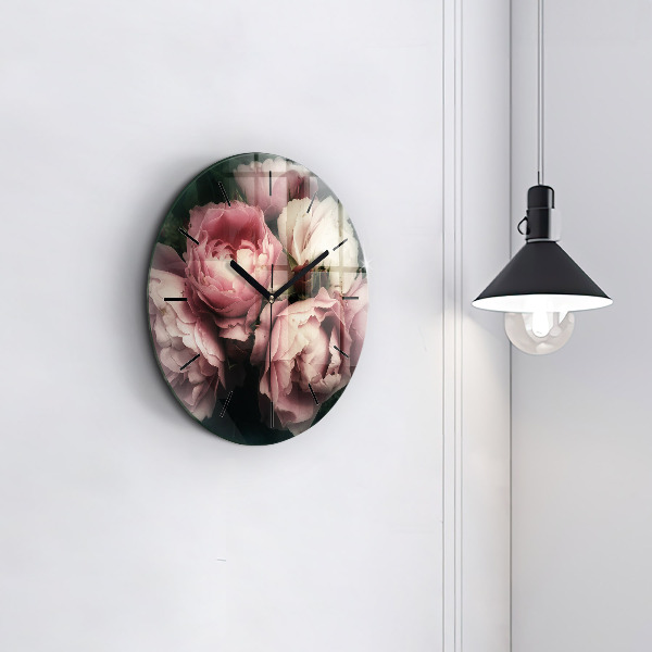 Zegar okrągły Bukiet różowych róż