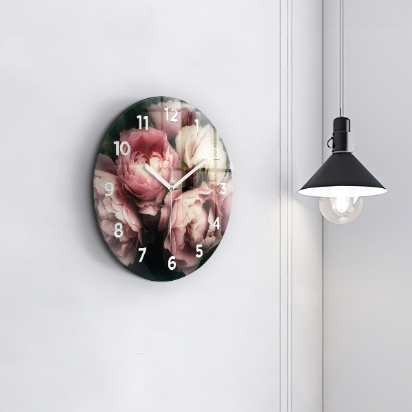 Zegar okrągły Bukiet różowych róż