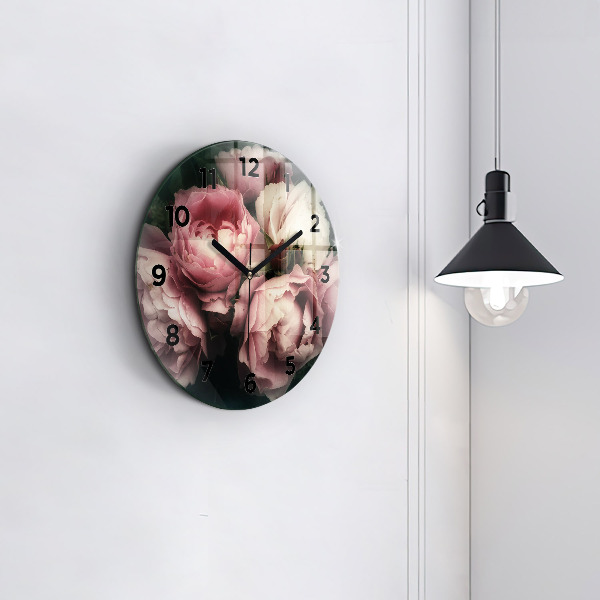 Zegar okrągły Bukiet różowych róż