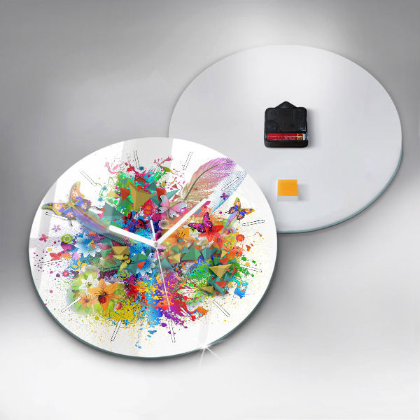 Zegar okrągły Kwiatowa harmonia z motylami