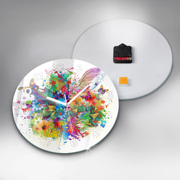 Zegar okrągły Kwiatowa harmonia z motylami