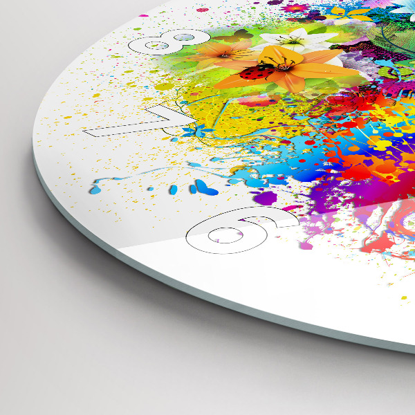 Zegar okrągły Kwiatowa harmonia z motylami