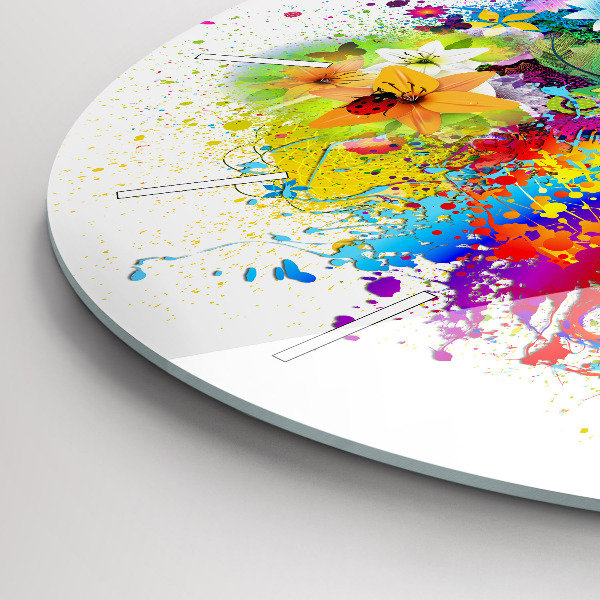 Zegar okrągły Kwiatowa harmonia z motylami