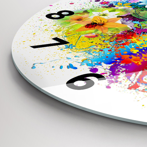 Zegar okrągły Kwiatowa harmonia z motylami