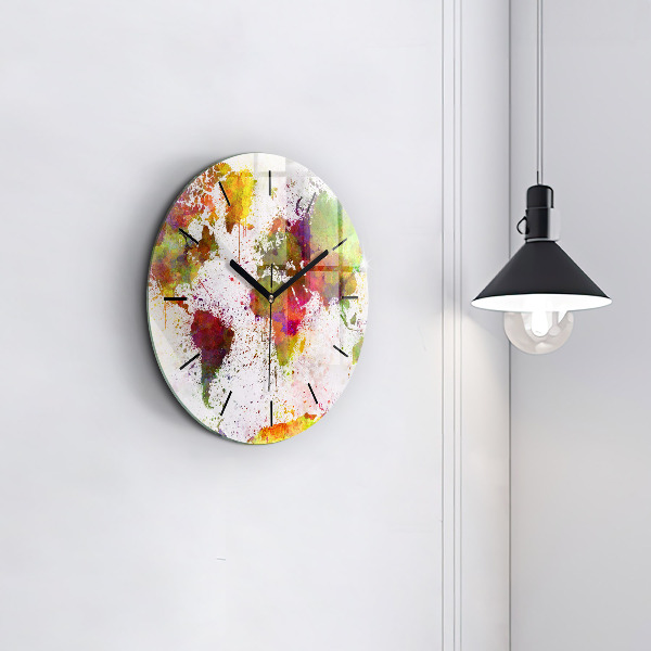 Zegar okrągły Akwarelowa mapa świata