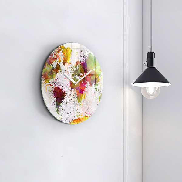 Zegar okrągły Akwarelowa mapa świata