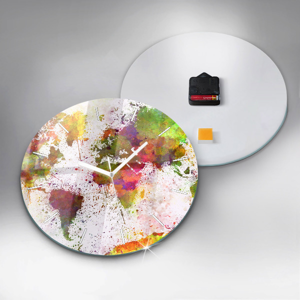 Zegar okrągły Akwarelowa mapa świata