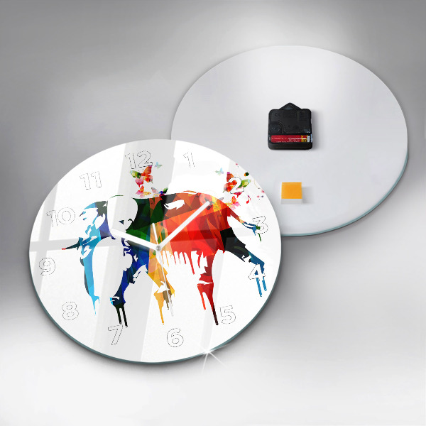 Zegar okrągły Kolorowy malowany słoń