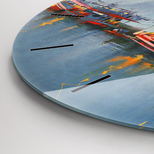 Zegar okrągły Łódź rybacka w porcie