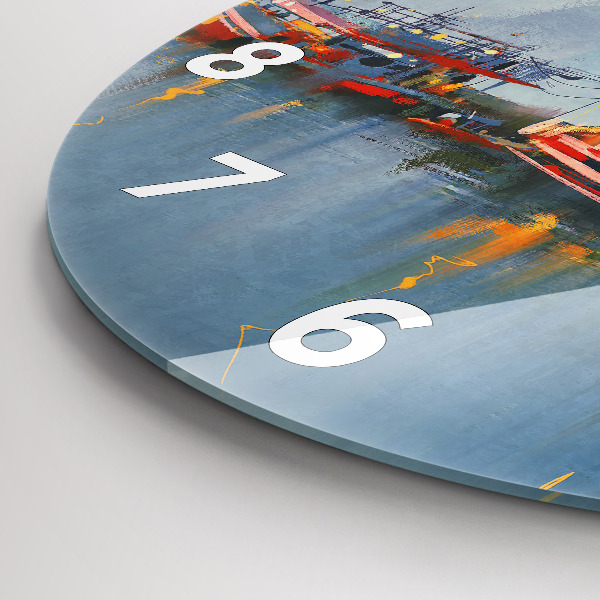 Zegar okrągły Łódź rybacka w porcie