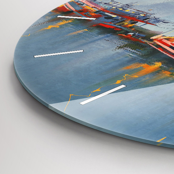 Zegar okrągły Łódź rybacka w porcie