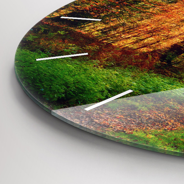 Zegar okrągły Jesienna sceneria leśna