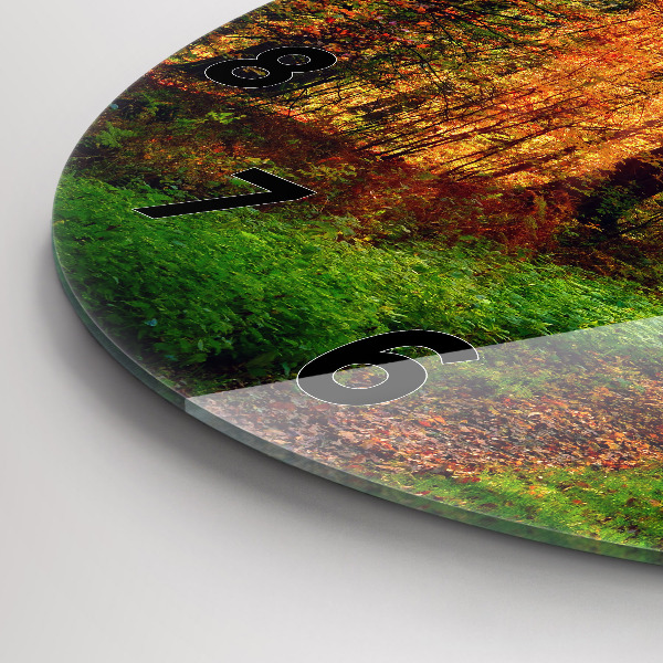 Zegar okrągły Jesienna sceneria leśna