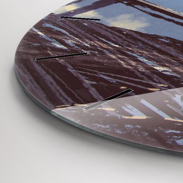 Zegar okrągły Anioł, most i rower