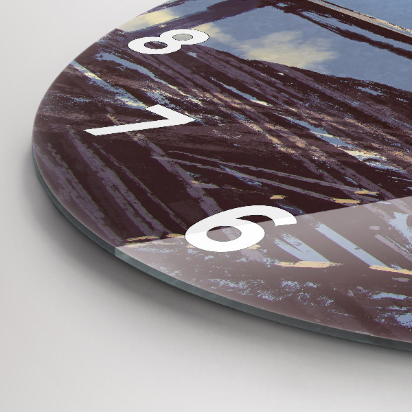 Zegar okrągły Anioł, most i rower