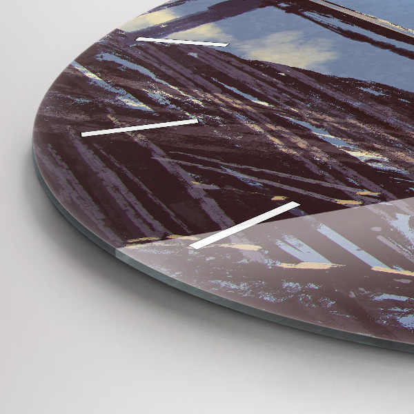 Zegar okrągły Anioł, most i rower