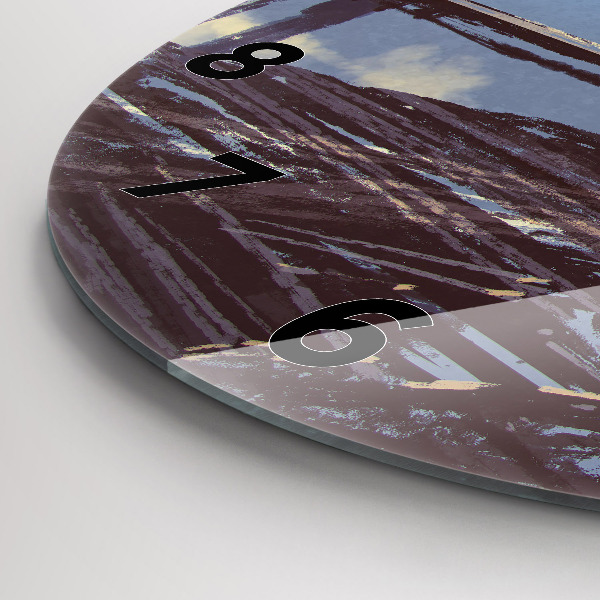 Zegar okrągły Anioł, most i rower