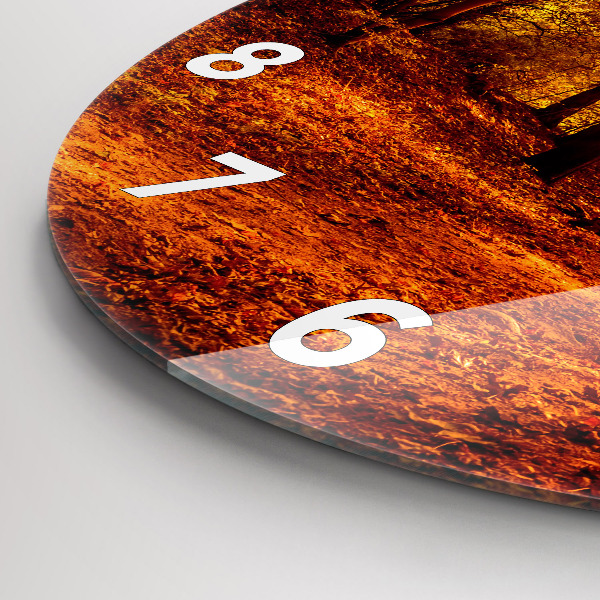 Zegar szklany okrągły Pejzaż lasu w słońcu