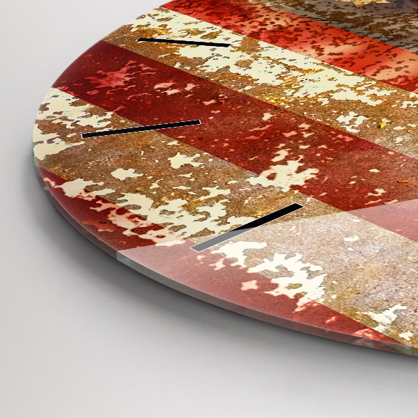 Zegar szklany okrągły Flaga USA w stylu vintage