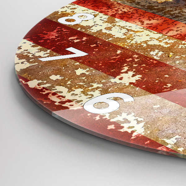 Zegar szklany okrągły Flaga USA w stylu vintage