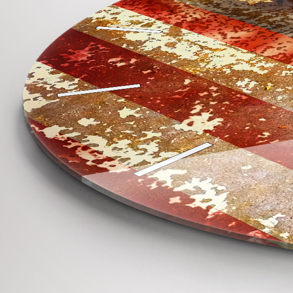 Zegar szklany okrągły Flaga USA w stylu vintage