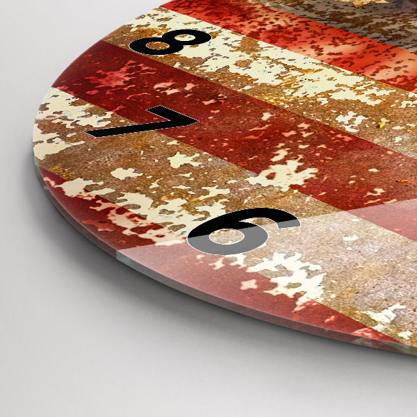 Zegar szklany okrągły Flaga USA w stylu vintage