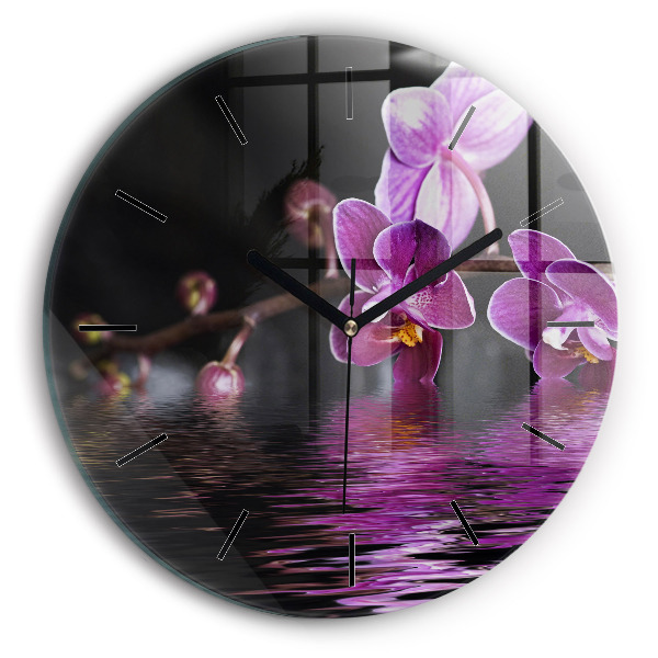 Zegar ścienny okrągły Kwiat orchidei na wodzie