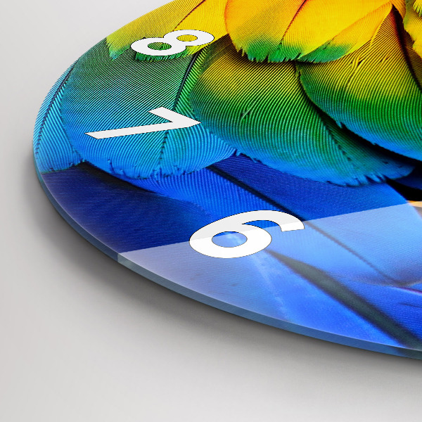 Zegar szklany okrągły Kolorowe skrzydła ptaka