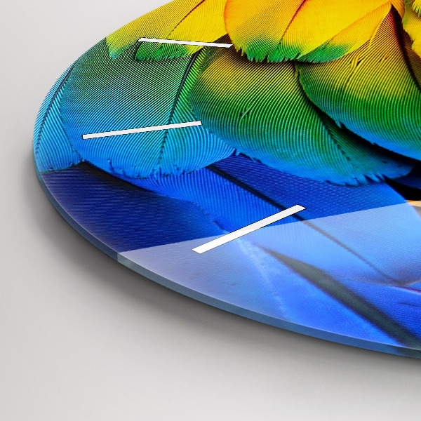 Zegar szklany okrągły Kolorowe skrzydła ptaka