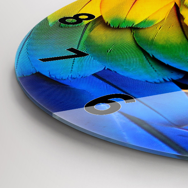 Zegar szklany okrągły Kolorowe skrzydła ptaka