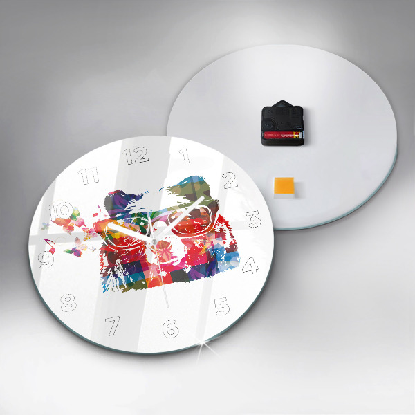 Zegar szklany okrągły Głowa niedźwiedzia