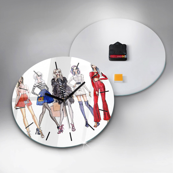 Zegar szklany okrągły Modne dziewczyny