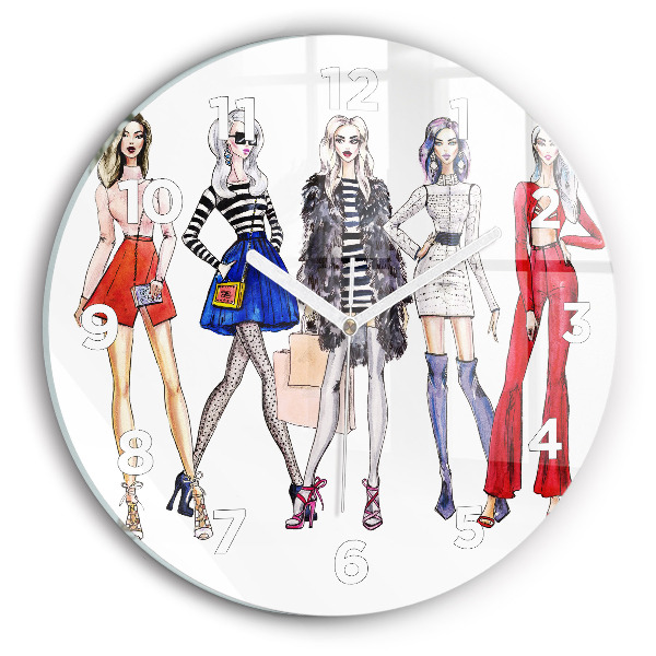 Zegar szklany okrągły Modne dziewczyny