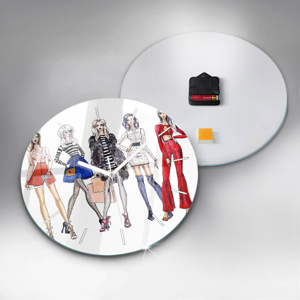 Zegar szklany okrągły Modne dziewczyny