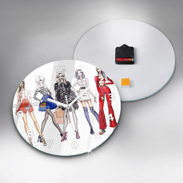 Zegar szklany okrągły Modne dziewczyny