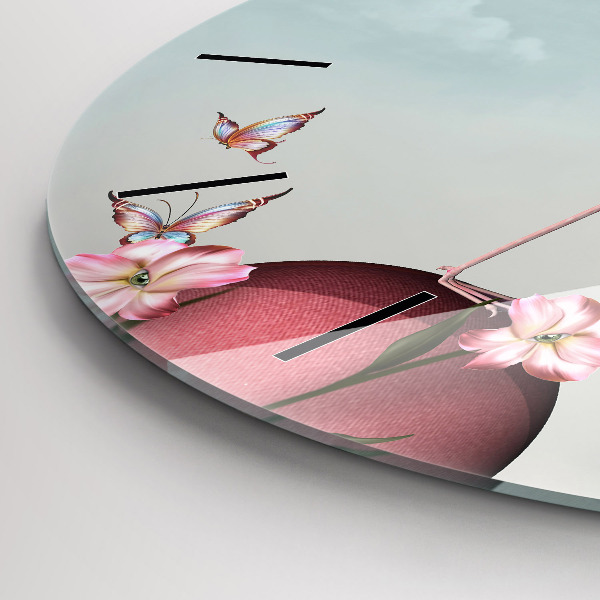 Zegar szklany okrągły Surrealistyczny flaming