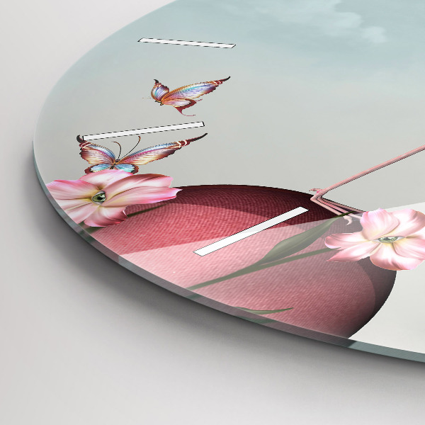 Zegar szklany okrągły Surrealistyczny flaming