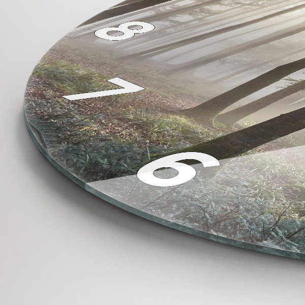 Zegar szklany okrągły Las we mgle