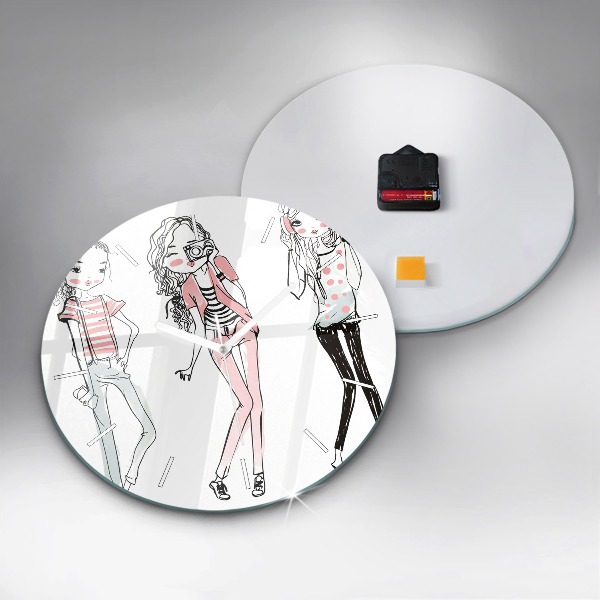 Zegar szklany okrągły Moda damska