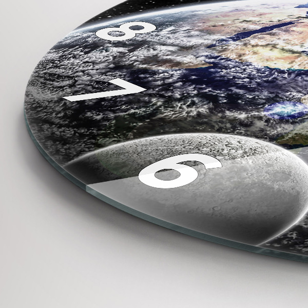 Zegar ścienny okrągły Ziemia Księżyc Słońce