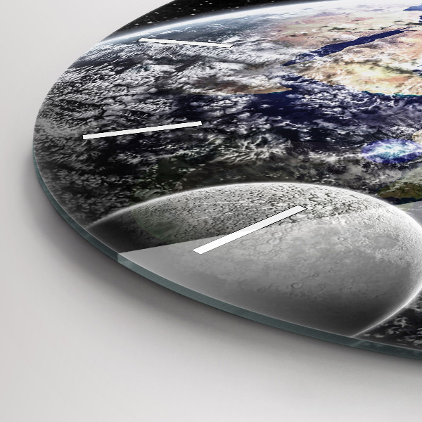 Zegar ścienny okrągły Ziemia Księżyc Słońce