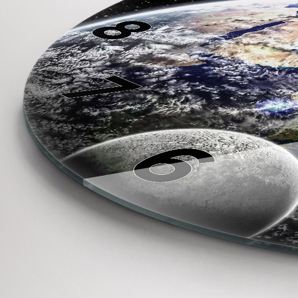 Zegar ścienny okrągły Ziemia Księżyc Słońce