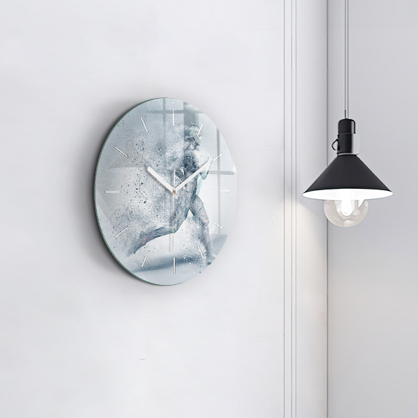 Zegar szklany okrągły Biegnący człowiek