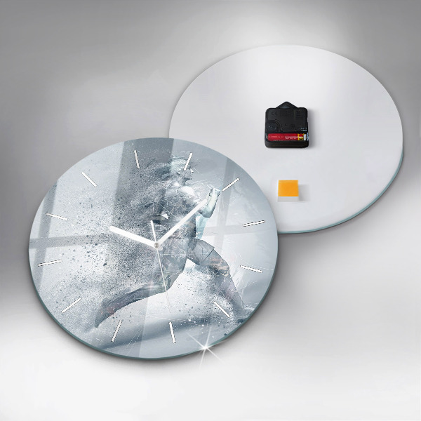 Zegar szklany okrągły Biegnący człowiek