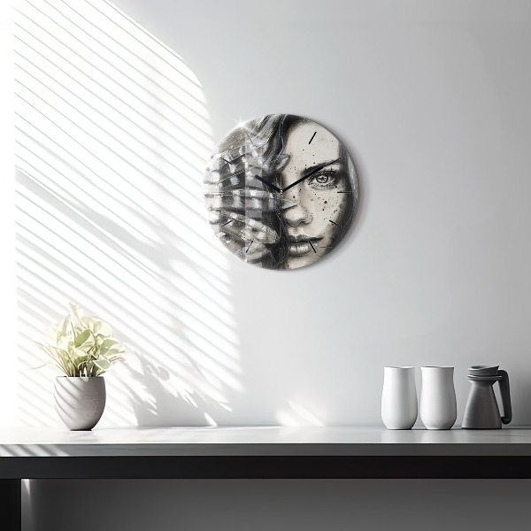 Zegar szklany okrągły Malowany portret