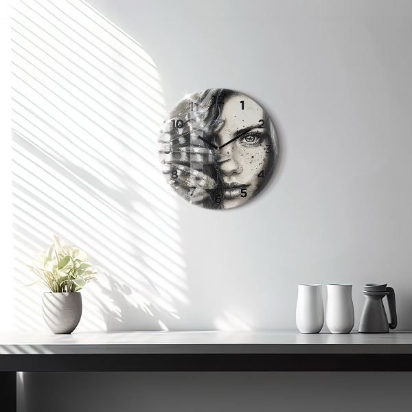 Zegar szklany okrągły Malowany portret