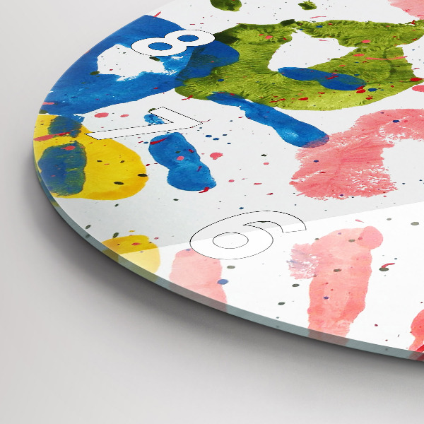 Zegar szklany okrągły Odbicia dłoni dzieci