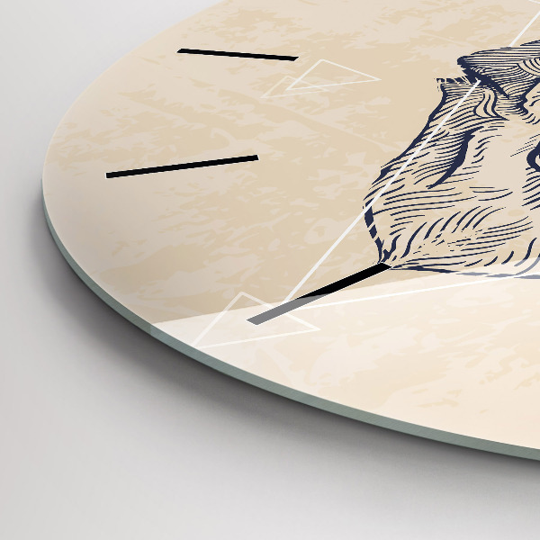 Zegar szklany okrągły Głowa wilka