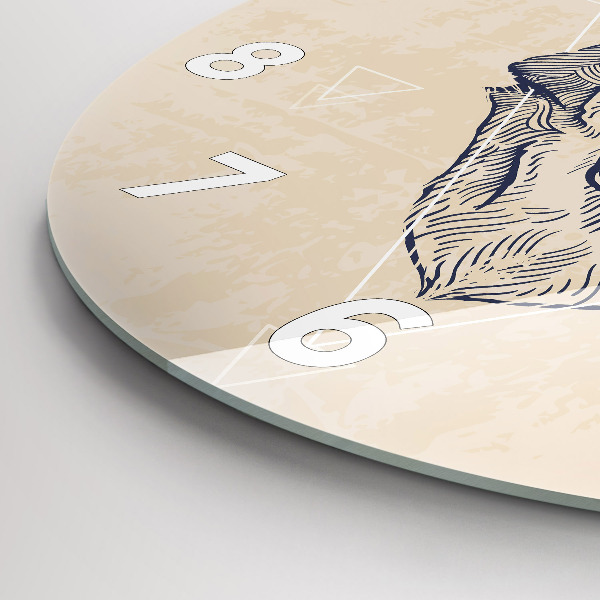 Zegar szklany okrągły Głowa wilka