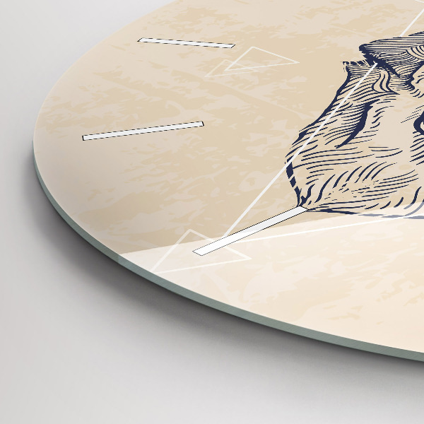 Zegar szklany okrągły Głowa wilka